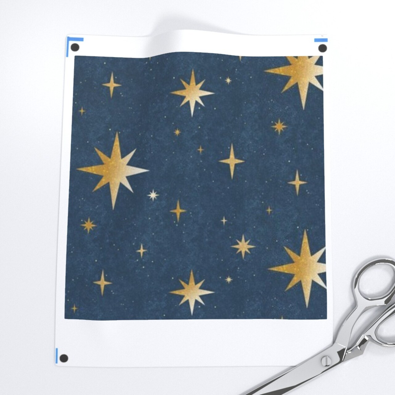 Art Deco Blue Gold Night Sky Navy Mid Century Custom Printed Fabric by Spoonflower Various Fabrics by the Yard or Fat Quarter
